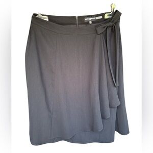 Karl Lagerfeld Paris - Black Tie Wrap Side Flutter Ruffle Circle Skirt - 12